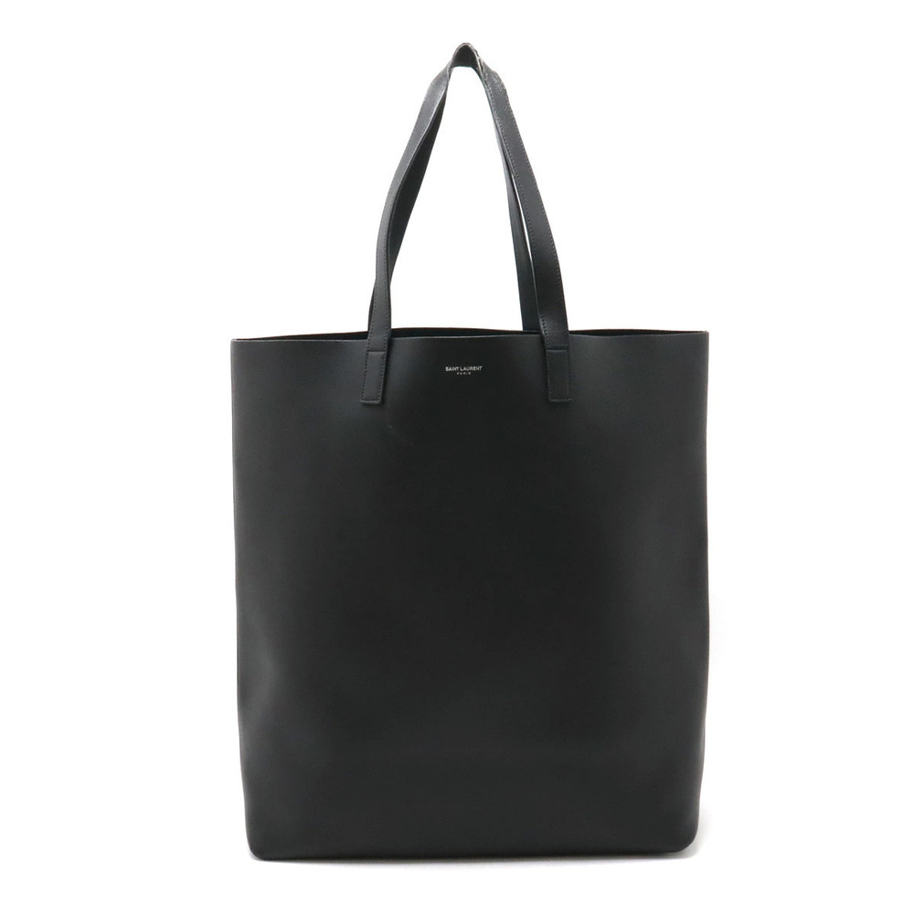 SAINT LAURENT PARIS YSL Yves Saint Shopping Tote Bag Leather Black Pouch